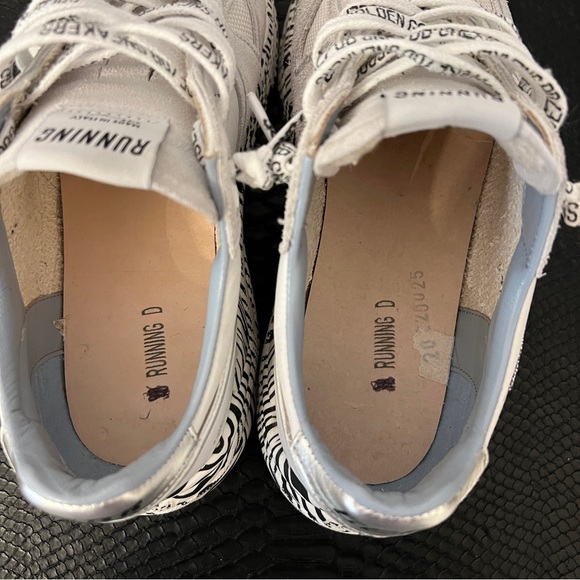 HTF GOLDEN GOOSE Swarovski Crystal Star ZEBRA Print RUNNING SOLE Sneakers 36 - Picture 10 of 13